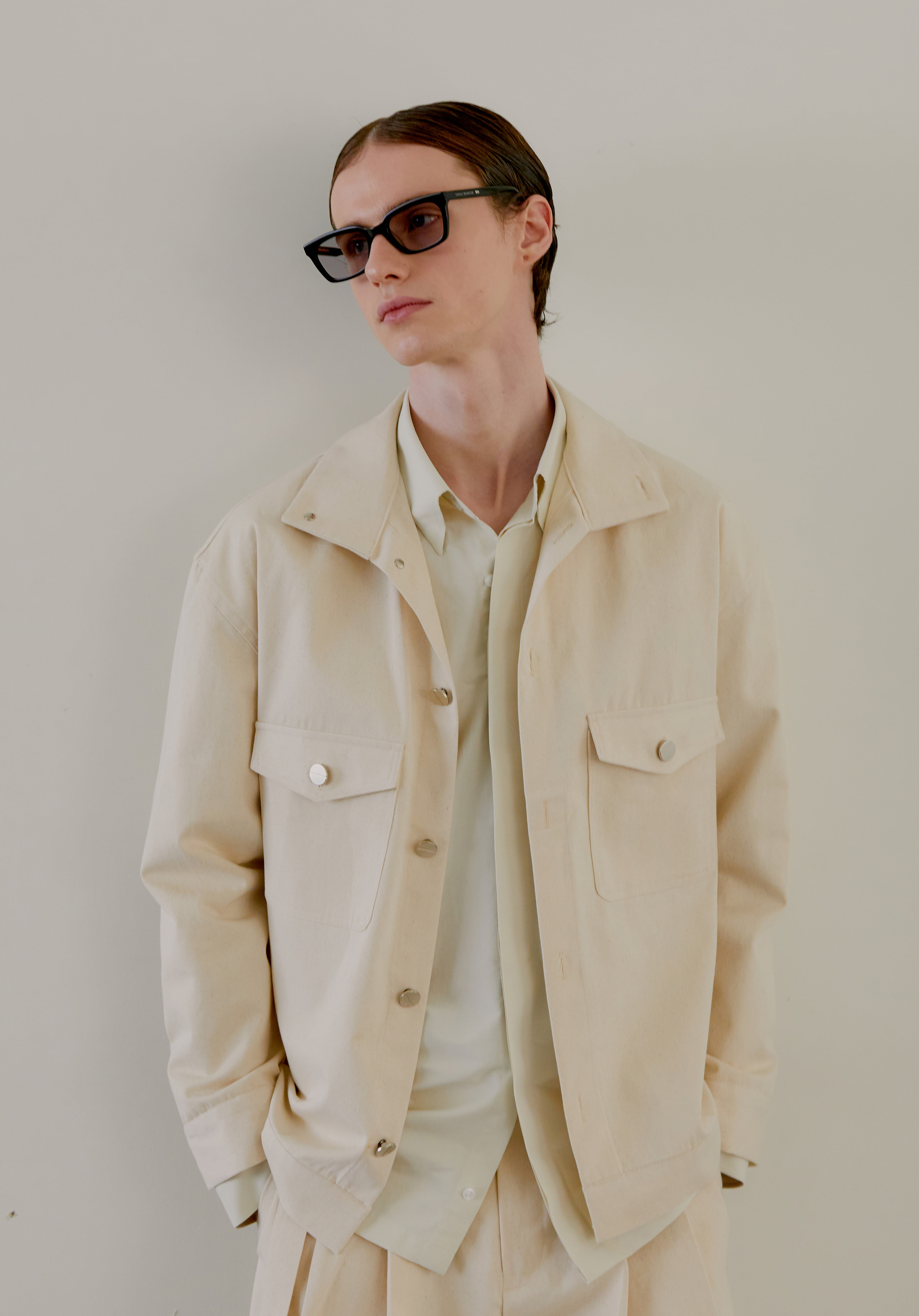 TWILL STAND COLLAR JACKET IVORY